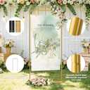 Babenest Welcome Sign Stand, Gold Adjustable Metal Linen Sign Holder with 4 Ground Stakes & 2 Leather Straps, Wedding Banners & Posters for Baby Bridal Valentine Standing Display (Without Signs)