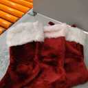 HAOAN 3 PCS Faux Fur Christmas Stockings Hanging Decorations Candy Gift Bags for Fireplace Decor Xmas Ornaments (Redwhite)