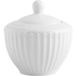 Sizikato White Porcelain Sugar Bowl with Lid, 7oz Sugar Cube Serving Bowl for Tea Coffee Milk