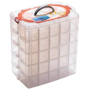 Sooyee 5 Layers Stackable Storage Container Clear 50 Adjustable Compartments,Compatible with Small Toys Arts and Crafts Piping Tips Hardware Storage Organizer