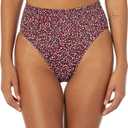 Amazon Essentials Women's High Waist High Leg Bikini Bottom (Brick Red Leopard)