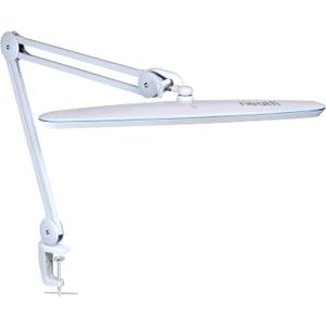 Neatfi Pro Series LED Desk Lamp – True Color Accuracy (CRI 95) | 2,200 Lumens, 24W | 23" Shade | Dimmable | Professional Light for Artists, Crafters, Home & Office (White, Non-CCT with Clamp)