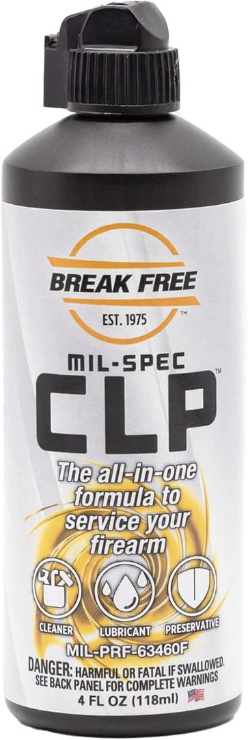 Break Free CLP Cleaner Lubricant and Preservative All in One Gun Cleaner, CLP-4, Squeeze Bottle, Synthetic Oil, 4 Ounces