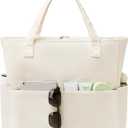 Waterproof Beach Tote Pool Bags for Women Ladies Extra Large Gym Tote Carry On Bag With Wet Compartment for Weekender Travel (Solid Beige)