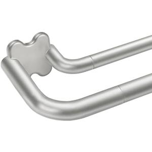Antique Silver Double Curtain Rods for Windows, USFOOK Blackout Wrap Around Curtain Rods 32 to 58 Inch, 6/8 Inch Room Darkening Curtain Rod Set, Decorative Drapery Rods for Home