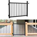 36"x45" Aluminum Gate with Self-Closing Hinges,Round Tube 3/4" pickets,DIY Adjustable Width Black Powder Coated Deck gate Kits Incl. Hinges Latch for Deck Railing Patios Gardens Indoor Outdoor