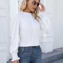 Blooming Jelly Womens Dressy Casual Tops Long Sleeve Shirts Mock Neck Business Work Blouse Fall Clothes 2023 (White, S)