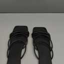 Women's Flat Sandals Strappy Square Open Toe Slide Sandals Dressy Comfortable Wide Feet Friendly (8.5, Black)