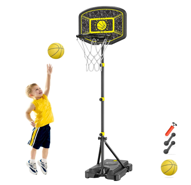 Kids Basketball Hoop Indoor Outdoor Portable Adjustable Height 3.6ft-6.2ft Toddler Basketball Hoop for Kids Boys Girls Age 3 4 5 6 7 8 Little Kids Basketball Goal Backyard Sports Toy Game Gifts