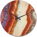 Close Up Colorful Stone Stripes  Modern Wood Clock, Oversized Large Decorative Wooden Wall Clock for Living Room, Bedroom, Office & Dining Room Dcor (29x29, Red)