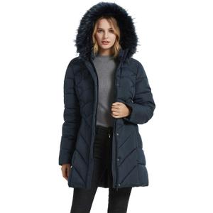 BINACL Women's Winter Warm Thicken Long Outwear Pockets Coat Parka Jacket XS-3XL (Medium, Navy)