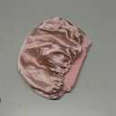 100% Real Mulberry Silk Bonnet for Sleeping Women, Large Hair Care Bonnet for Long Curly Hair, Double Layer Silk Wrap with Soft Elastic Band, Non-Slip Sleep Cap, Pink