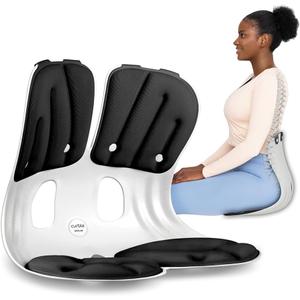 curble Chair [Adult] Ergonomic Chair Back Support, Lumbar Support for Good Posture Correction and Back Pain Relief, Perfect for Office Chair, Floor Seat, and Work from Home, Patented (Black)