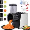 5-In-1 Electric Cheese Grater: [800W Advanced Motor] Upgraded Cheese Grater with 5-Interchangeable Blades, Peelers Cleaning Brush&Gloves as Gifts, Salad Shooter Electric for Cheese, Fruits