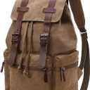 Canvas Laptop Backpack, Vintage Daypack for Men Women, Travel Rucksack Work College Computer Bag Bookbag Fits 15.6 Inch Laptop, Brown