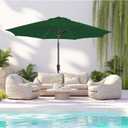 9FT Large Outdoor Patio Umbrella Pool Market Umbrella-UV Resistant, Easy Push Button Tilt and Crank, 8 Sturdy Ribs Heavy-Duty Table Umbrella for Deck, Backyard, Garden (Green)