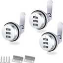 3 Pack Combination Cabinet Lock, Password Coded Cabinet Lock,Combination cam Locks with- Suitable for 1-1/8'' Cabinet Deposit Box Mailbox (Silver, 3pcs for 0.3-0.9 inch)