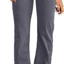 Flamingals Women's Wide Leg Pants for Women Mid Waist Dress Flare Straight Leg Corduroy Pants Work 31" Inseam Trouser (L)