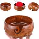Wooden Yarn Bowl, Knitting Yarn Bowl with Holes Storage Handmade to Prevent Slipping, Perfect Yarn Bowl for Crocheting and Knitting Mothers Day Gift 6" x 3"