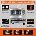 FULL LED DRL Projector Headlight Compatible with 2016-2018 Chevy Silverado1500/2019 Silverado 1500 LD Front Light Headlamp Assembly Chrome Left Driver Side #84292720,GM2502452