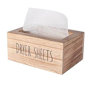 zoocatia Laundry Room Decor Dryer Sheet Container Wood Detergent Dispenser Organization and Storage Box Holder for Laundry Pods, Dryer Balls, Brown