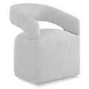 KISLOT Upholstered Dining Chair with Removable Casters Barrel Side Armchair with Rollers for Diningroom Bedroom Livingroom Reading Room, Cream Light Grey, 1PCS