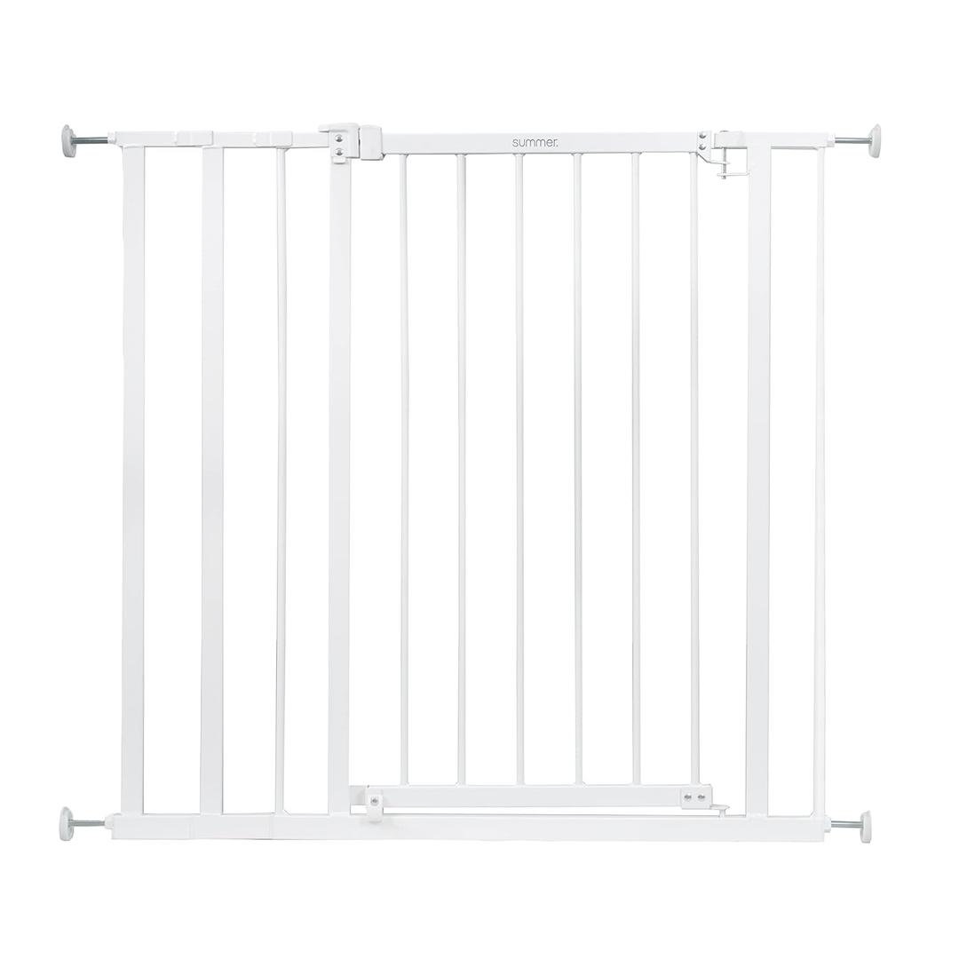 Summer Infant Everywhere Extra Tall & Extra Wide Pet and Baby Gate, 28.75" - 39.75" Wide, 36" Tall, Pressure and Hardware Mounted, Install In-Between Rooms, Doorways and Stairways - White Metal