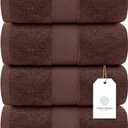 4 x White Classic Luxury Bath Towels Set of 4 Large - 700 GSM Cotton Ultra Soft Bath Towels 27x54 | Highly Absorbent and Quick Dry | Hotel Towels for Bathroom Luxury, Plush Shower Towels, Brown