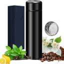 Insulated Bottles- Vacuum Tumbler for Coffee, Tea and Drinks with Stainless Steel Infuser - 15 oz Tea Thermos Coffee Travel Bottle/Keeps Drinks Hot or Cold for Hours/Gift Packing (Black)