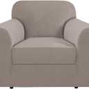 H.VERSAILTEX Stretch Large Armchair Cover 2 Piece Arm Chair Covers for Living Room Arm Chair Furniture Cover Suit for T Cushion/Box Cushion, Spandex Jacquard Fabric(Armchair-Oversized, Taupe)