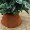Slsxip 7.5 Inch Knitted Christmas Tree Collar, Rustic Mini Tree Skirt Base Cover for Small Tabletop Trees, Holiday Home Decor,Brown