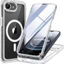Miracase for iPhone 17e Case & iPhone 16e Case, Full-Body Phone with Built-in Glass Screen Protector, [Magnetic with MagSafe] Military Drop Proof 17 E/ 16 E Cover Bumper 6.1 inch, Clear Glitter