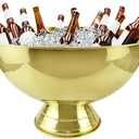 3 Gallon 12L Stainless Steel Beverage Tub Insulated Ice Bucket Metal Champagne Bowl with Base Large Size Ice Bowl for Beer Home Bar PartiesGold