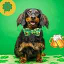 Lionheart glory St.Patrick's Day Dog Collar-Lucky Clover Shamrock Dog Bow Collar for Medium Dogs Spring Green Trefoil Collars with Bowtie Adjustable Heavy-Duty Puppy Collars Pet Gift Girl Boy
