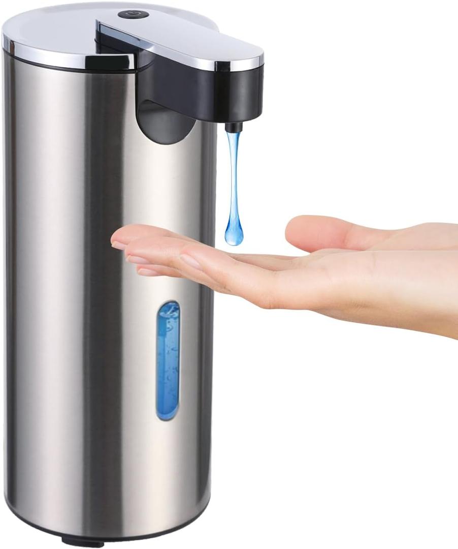 Automatic Soap Dispenser, Automatic Soap Dispenser Touchless, Kitchen & Bathroom, 3 Adjustable Volume for Liquid Soap, Water-Resistant, Hotel, Restaurant and School, Clog-Free, Stainless Steel