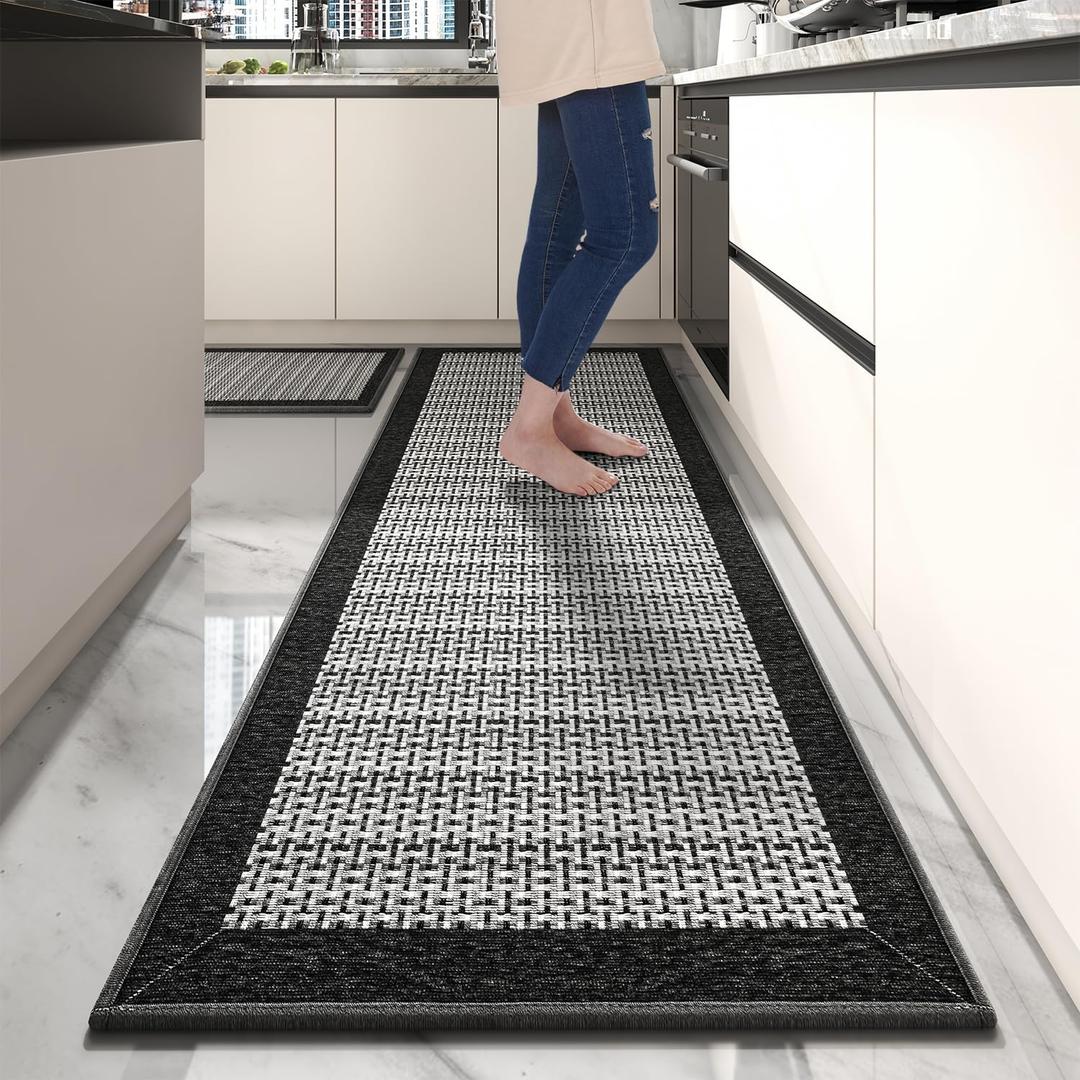 PADOOR Extra Large Kitchen Runner Rugs and Mats 2PCS, 2.5'x6'+20"x32",Black
Non Slip Stain Resistant Kitchen Mats for Floor, Machine Wahable Absorbent Long Rugs for Sink, Laundry & Entryway,Sets of 2