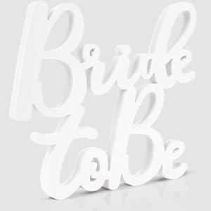 Bridal Shower Decorations Bride to Be Sign for Batcholette Party Table Centerpieces Wedding Wooden Photo Booth Props for Halloween Wedding Party Decorations Supplies (White)