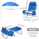 Nice C Blue Backpack Beach Chair with Cooler and Umbrella, 5 Position Reclining Beach Chair for Adults, with Cup Holder, Canopy Shade, Cooler Bag, for Outdoor, Camping, Travel, Picnic (Pack of 1)