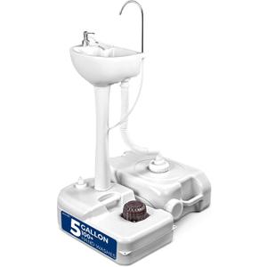 SereneLife Portable Hand Washing Station, 100+ Hand Washes, Hands-Free Foot Pump, Soap Dispenser, and Drain Hose, Ideal for Outdoor Events, Camping, Boating and Worksites