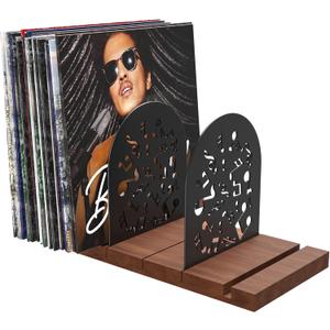 Vinyl Record Storage, Record Holder for 70-100 LP, Solid Pine Wood Vinyl Holder Record Stand, Sturdy Organizer Display Shelf for Collectibles, Album Covers, Magazine File, Books, Picture Ledge, Decor (Brown)