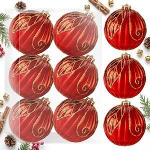 Supernal 6pcs Red Christmas Balls - 4.7" Shatterproof Large Tree Ornaments for New Year Wedding Party Holiday Indoor Outdoor Decorations