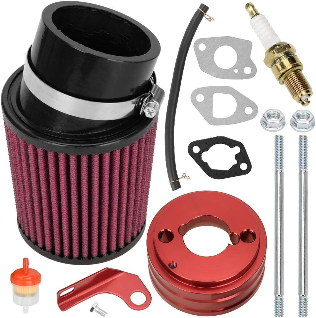 FVRITO Upgraded Air Filter Adapter Kit for Predator 212cc 196cc Coleman CT200U BT200X KT196 6.5Hp Clone Engine Mini Bike Go Kart Performance Parts Red