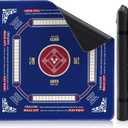 Mahjong Mat for Table 33 x 33, Premium Non-Slip Noise-Reducing Table Cover, 2mm Thick Waterproof Rubber Game Mat with Carrying Bag Foldable Mahjong Table Mat for Mahjong, Poker, Card & Board Games