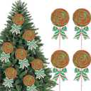 Large 17 Inch Christmas Candy Cane Ornaments Woolen Lollipop Christmas Tree Candy Cane Hanging Decor for Xmas Winter Holiday Party Supplies (4, Red & Green)