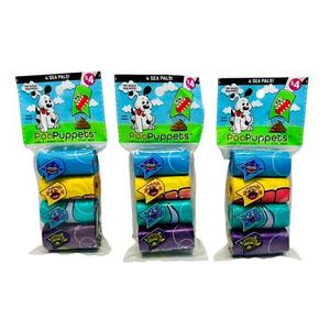 4 SET PALS Pet Waste Bag Refills, PooPuppets, 4 PACK, 4ROLLS 48 BAGS TOTAL, 9X13 BAGS