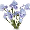 IPOPU Artificial Flowers,5PCS Blue Iris Flowers Artificial 31.1" Spring Flowers Fake Silk Flowers with Stems for Wedding Office Home Decor Indoor Decor (Blue)