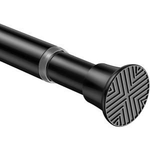 Tension Rod 24-48Inch Black Curtain Rods for Windows Spring Adjustable Curtain Rod no Drilling Tension Curtain Rods for Window, Doorway, Closets