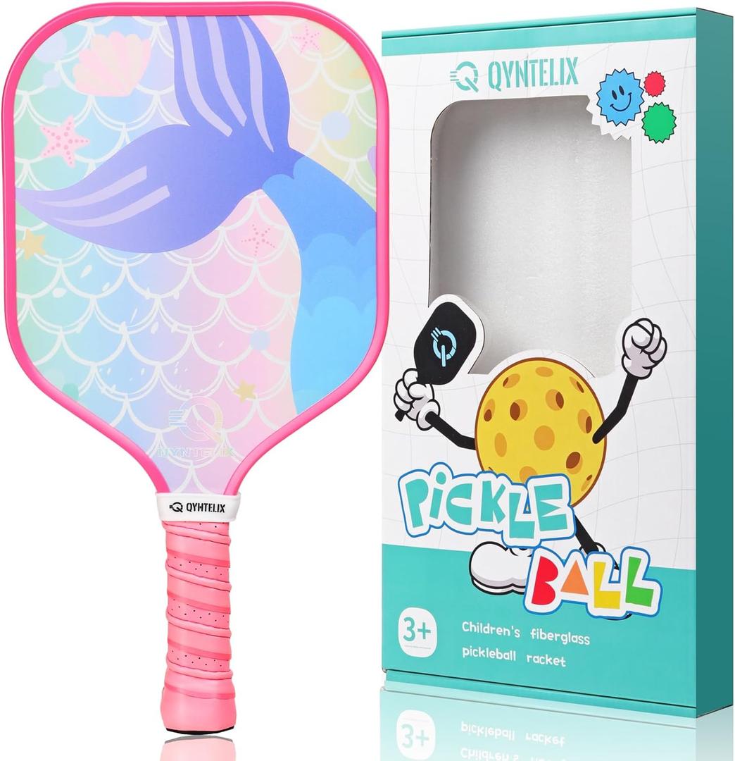 Kids Pickleball Paddle - Little Mermaid/Astronaut Galaxy Pickleball Paddle, Lightweight Honeycomb Core, Pickleball Gifts for Children 12 and Under