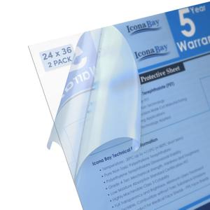 Icona Bay PET Plexiglass, Thin & Flexible Plastic Sheets (24x36 x 0.03 inch, Clear, 2 Pack), PET Sheeting is Pliable Unlike Acrylic, Easy to Cut for DIY Art Projects & Protective Barriers