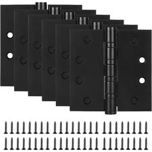 6 Pack Stainless Steel 4'' Door Hinges, 4in x 4in Heavy-Duty Ball Bearing Door Hinges with Square Corners for Exterior & Interior Doors, Black